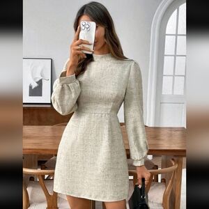 Emery Rose Womens Size S Beige / Apricot Long Sleeve Above Knee Dress New